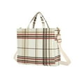 thumbnail image 7 of FORMRS Womens Corduroy Tote Bag Crossbody Shoulder Handbag with Pocket, Cream Plaid, 7 of 7
