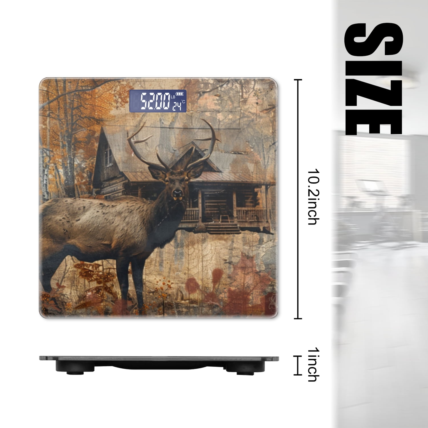 High Precision Body Weight Scale Smart Bathroom Scales with Large LCD Display(400lbs),Decorative for Bedroom-Rustic Cabin Surrounded By Autumn Foliage