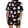 thumbnail image 4 of Pjs Sets for Women Comfortable Graphic Printed Satin Button Short Sleeve Top & Shorts Pajamas for Women, 4 of 5