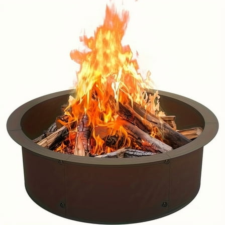 42-Inch Heavy-Duty Steel Fire Pit Ring, Large Wood Burning Campfire Pit with Rust-Resistant Coating