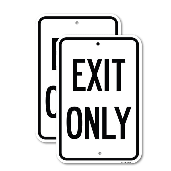 (2 Pack) Exit Only 2 | 18" X 24" Heavy-Gauge Aluminum Sign | Rust Free Aluminum, Weather Resistant, Waterproof, Fade Resistant, 2 Pre-drilled Holes