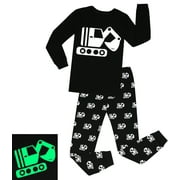 Elowel Boys Glow in The Dark "Tractor" 2 Piece Pajama Set 100% Cotton