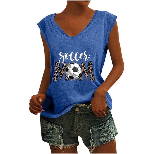 Camisetas sin mangas con cuello en V de verano para mujer, camisetas de manga corta con estampado de elementos de béisbol Retro OAVQHLG3B Store lin121212