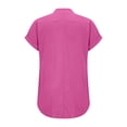 thumbnail image 6 of LEKODE Button Down Shirts for Women v Neck Cotton Linen V Neck linen tops Tunic Tops button down shirts for women classy shirts for women Rolled Sleeves cotton button up shirts for women Solid Pink L, 6 of 6