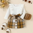 thumbnail image 3 of Baby Girl Ribbed Romper + Plaid Skirt 2-PIece Set For Toddlers, 3 of 4