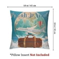thumbnail image 4 of Adventure Emoji Throw Pillow Cushion Cover, Travel The World Cartoon Plane Helicopter Hot Air Balloon Clouds, Decorative Square Accent Pillow Case,Pale Sky Blue Orange, 4 of 7
