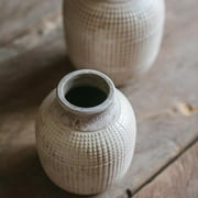 Rustic Reach 6.3” Handmade Textured White Porcelain Ceramic Jar Vase