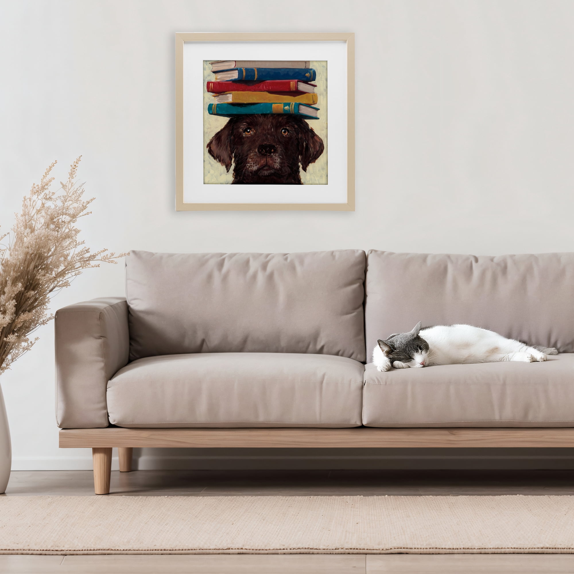 Stupell Industries Studious Abby Dog Birch Framed Print Under Glass, design by Studio Bautista