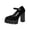Black, variant on HomeDM Women's Platform Chunky Heels Closed Round Toe Block Pumps Ankle Strap Dress Wedding Party Shoes Size 7