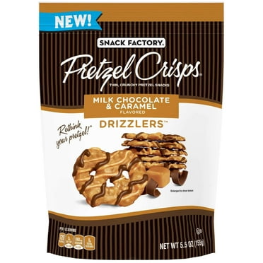 Pretzel Crisps Drizzlers Milk Chocolate Caramel Pretzel Snacks, 5.5 Ounce -- 12 per case.