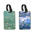 thumbnail image 1 of WIRESTER 2pcs Set PU Leather Luggage Tags Privacy Label Flap for Travel Suitcase Baggage - Almond Blossom Van Gogh, Claude Monet Water Lilies, 1 of 7