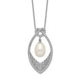 thumbnail image 3 of Sterling Silver Rhodium-plated 8-9mm White Rice FWC Pearl CZ Necklace, 3 of 3