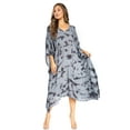 thumbnail image 5 of Sakkas Clementine Women's Tie Dye Caftan Dress/Cover Up Beach Kaftan Boho Summer - 36-Grey - One Size, 5 of 5