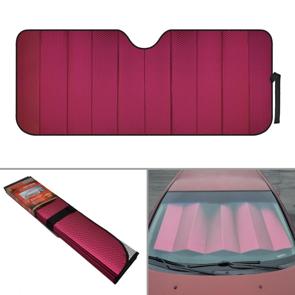 Car Accessory Gift Set, Includes Motor Trend Auto Sunshade, Two-Tone Carpet Floor Mats & Steering Wheel Cover, Holiday Combo Pack for Autos Truck Van SUV