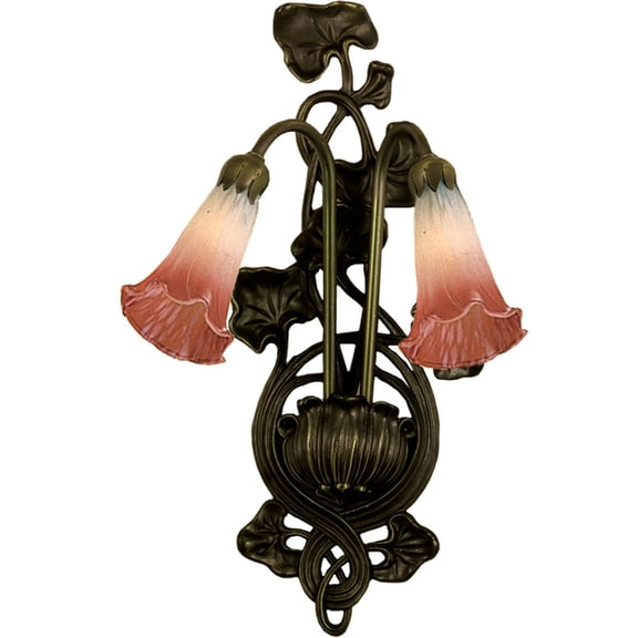 Meyda 11"W Pink/White Pond Lily 2 LT Wall Sconce