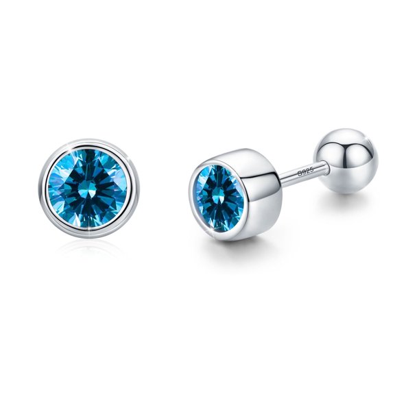 Cuoka Halo CZ Stud Earrings 925 Sterling Silver Simple Earrings for Women friends Hypoallergenic 18K White Gold Plated Zircon Jewelry Gifts for Sensitive Ears