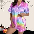 thumbnail image 2 of Womens Pajama Sets Halloween Printed Short Sleeve Shorts With Pocket Button Front Comfortable Sleepwear Loungewear Nightwear Nightclothes Homewear, 2 of 6