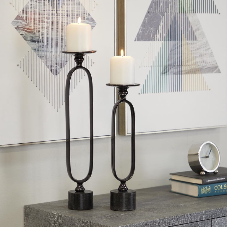 DecMode 2-Candle Black Aluminum Paper Clip Candlesticks photo 2