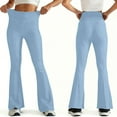 thumbnail image 5 of FRSASU Women's Tummy Control Bell Bottom Jeans High Waisted Wide Leg Tight Fit Flare Pants Jeggings Light Blue, 5 of 9