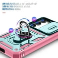 thumbnail image 5 of Design for Samsung Galaxy S24 Heavy Duty Phone Case with Camera Lens Sliding Cover Ring Holder Kickstand - Shockproof Armor Military Grade Bumper Protective Case for Women Men, Mint+Pink, 5 of 11