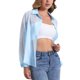 thumbnail image 4 of CAMISA MESH TRANSPARENTE DE PUNTA CON CUELLO LARGO DE MUJER INSPIRAR CHIC TAMAÑO L AZUL CLARO, 4 of 6