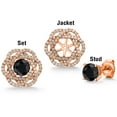 thumbnail image 5 of Gem Stone King 18K Rose Gold Plated Silver Stud Earrings with Jackets Sapphire and Moissanite (3.02 Cttw), 5 of 6
