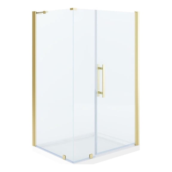 Pasadena 48 x 36 x 74-3/4 Corner Shower Kit with Base and Door in Brushed Gold
