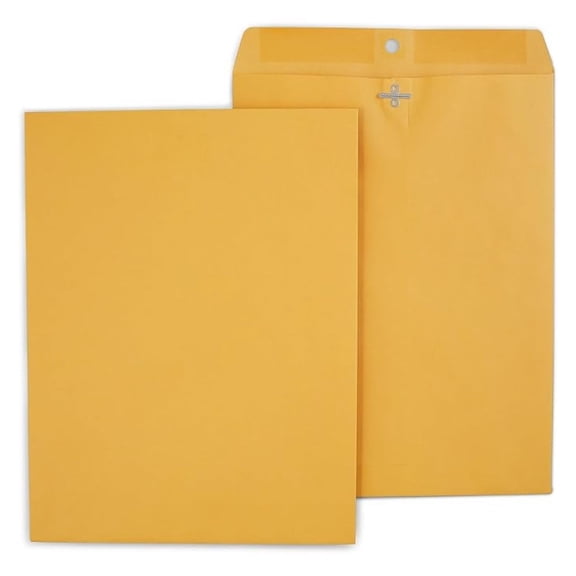 Clasp & Moistenable Gummed Envelopes - Brown, 10x13, Manila, Mailing, Pack of 250