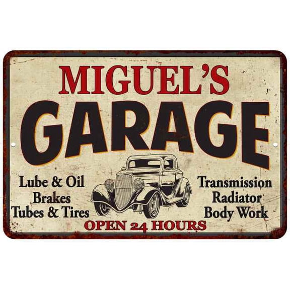 MIGUEL'S Garage Gift Man Cave Metal Sign Decor 12x18 112180014153