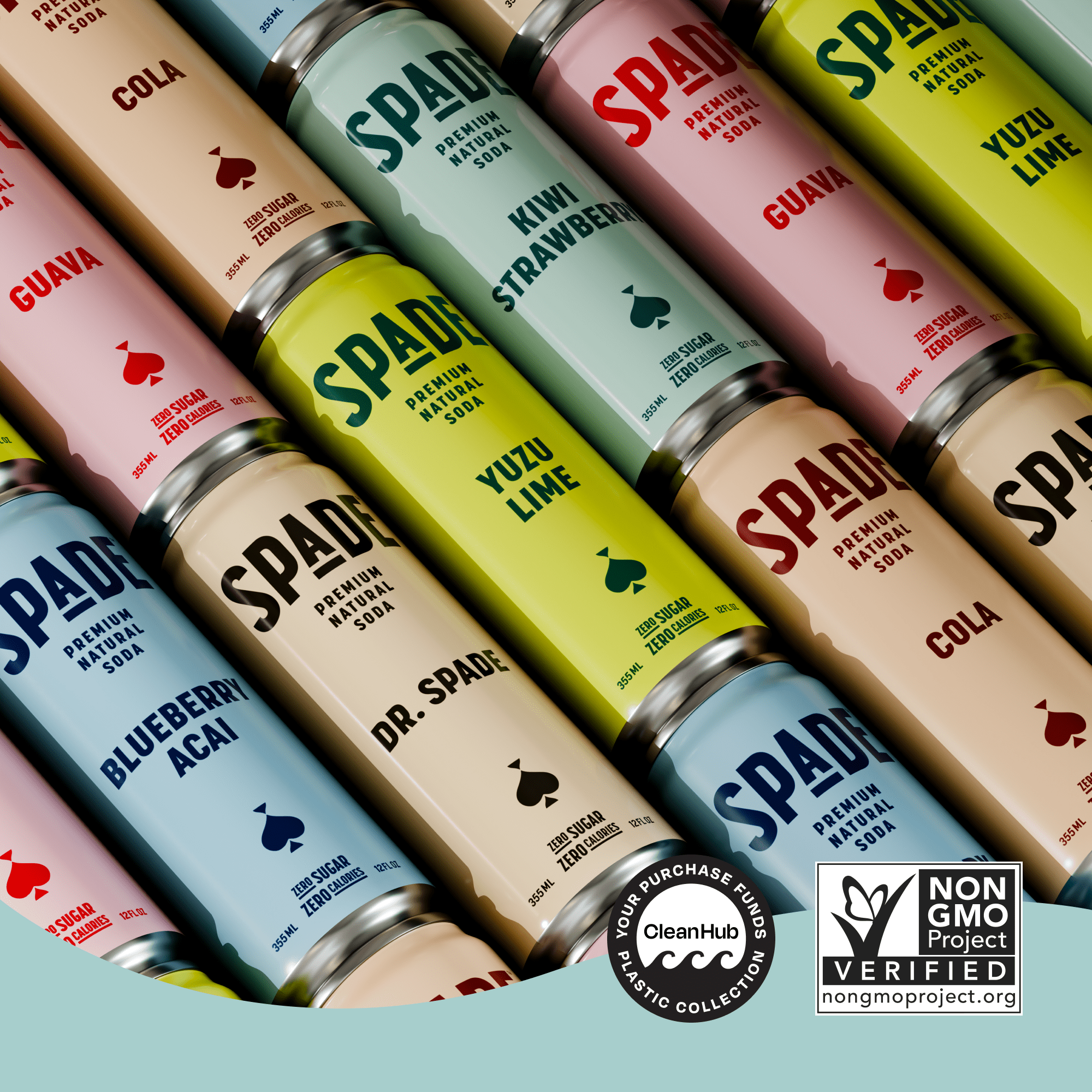 Spade Premium Natural Soda – Zero Sugar Kiwi Strawberry (12 Pack, 12 oz Cans)