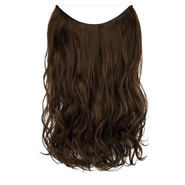 Peluca de moda para mujer, cabello largo y rizado, grande, natural, de una sola pieza con extensión de línea de pescado y tocado.