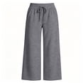 thumbnail image 5 of Vivianyo HD Women's Solid Wide Leg Elastic Drawstring Knit Jogger Pants, Womens Casual Loungewear Trousers with Oversized Patch Pocket for Jogging, Women's Dark Gray, Sizes S-3XL, 5 of 6