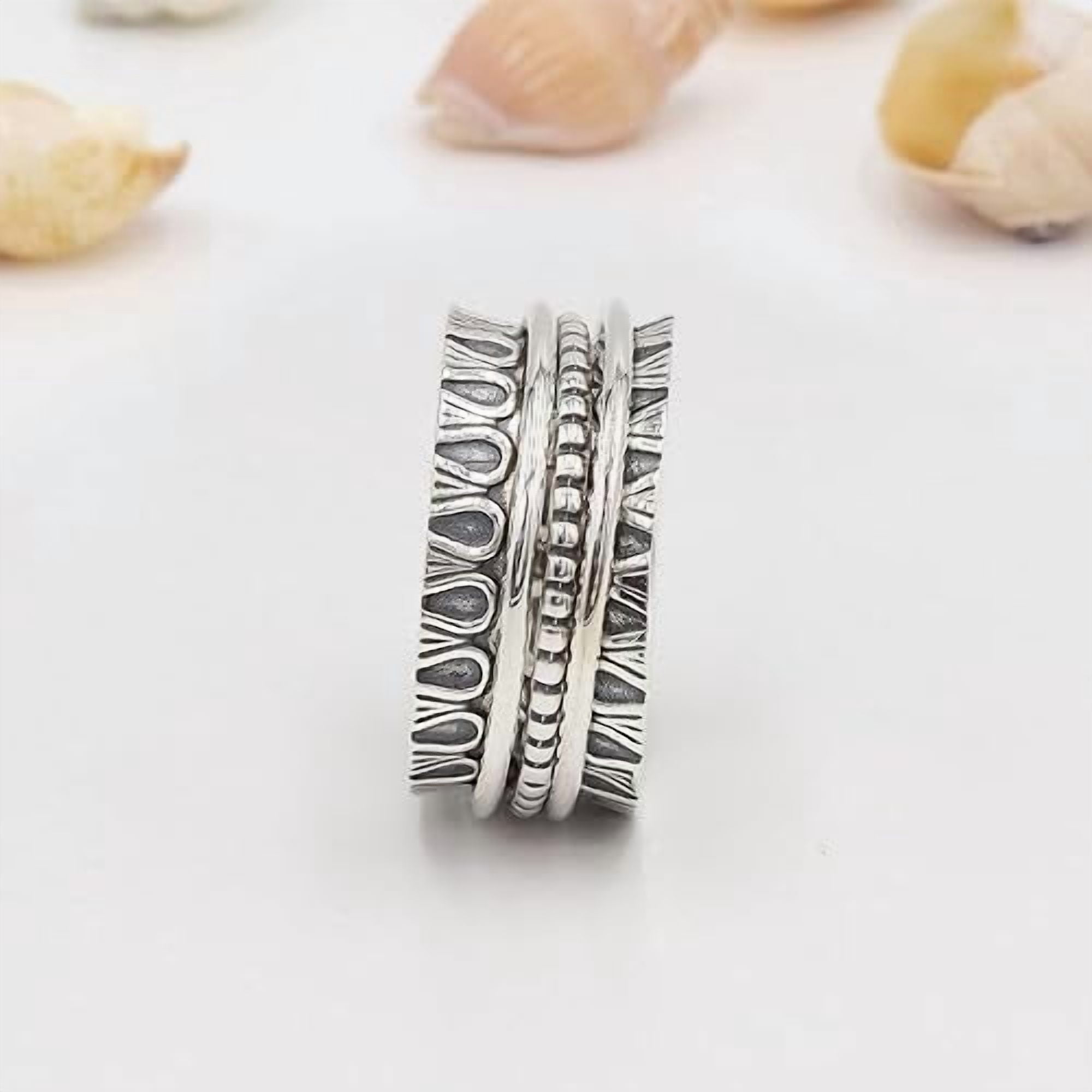 JAY JOOLS Women's Meditation Spinner Ring Sterling Silver Stress Relief & Mindfulness