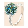 thumbnail image 3 of 5ct Blue/Green/Yellow Moissanite Rings for Women Round Cut D Color VVS1 Engagement Diamond Rings 6-Prong Moissanite Wedding Rings for Women with Certificate, 3 of 7