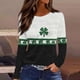 thumbnail image 2 of Camiseta Suelta de Cuello Redondo de Impresión Del Día de San Patricio Casual de Manga Larga de las Mujeres para el Uso Diario de Primavera Verano, 2 of 8