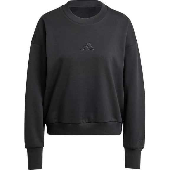 adidas Womens All Szn Fleece Loose Sweatshirt Pullover Sweater (Black, X-Large)