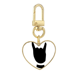 thumbnail image 1 of Corna gesto silueta patron Llavero de metal en forma de corazón dorado, 1 of 3