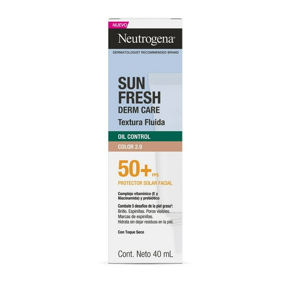 Protector Solar Facial Neutrogena Sun Fresh Derm Care Oil Control Fluido con Color 40ml