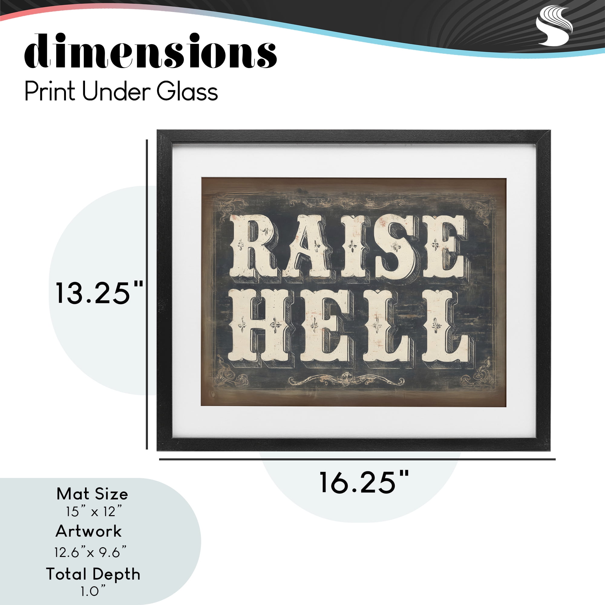 Stupell Industries Raise Hell Vintage Western Black Framed Print Under Glass, design by Arlington Prints