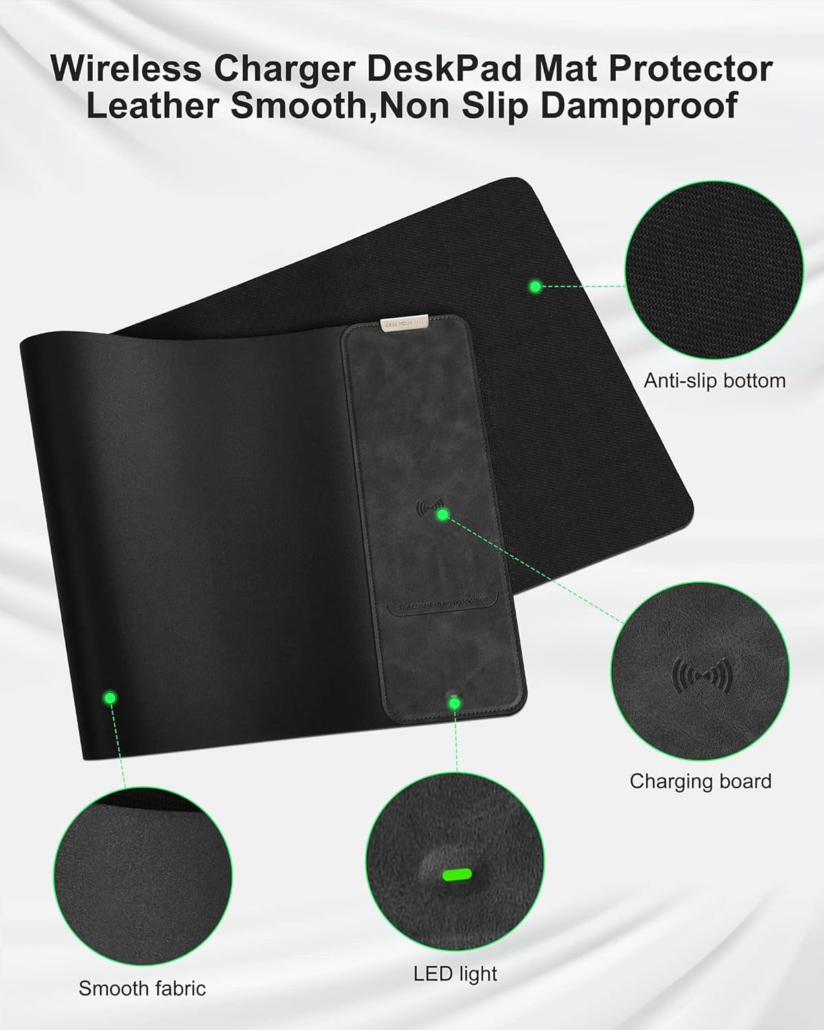 Miroddi Mouse Pad with Wireless Charging, Gaming Mousepad with 10W Wireless Charger, Large Desk Mat with Waterproof Non-Slip Rubber Base