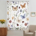 thumbnail image 3 of Spring Pastoral Botanical Sheer Curtains 72 Inches Long, Farmhouse Butterfly Floral Light Filering Curtains, Breathable Simi Curtain Privacy Drapes for Living Room Bedroom Window Treatment, 3 of 9