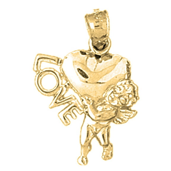 10K Yellow Gold Love With Angel Pendant - 25 mm