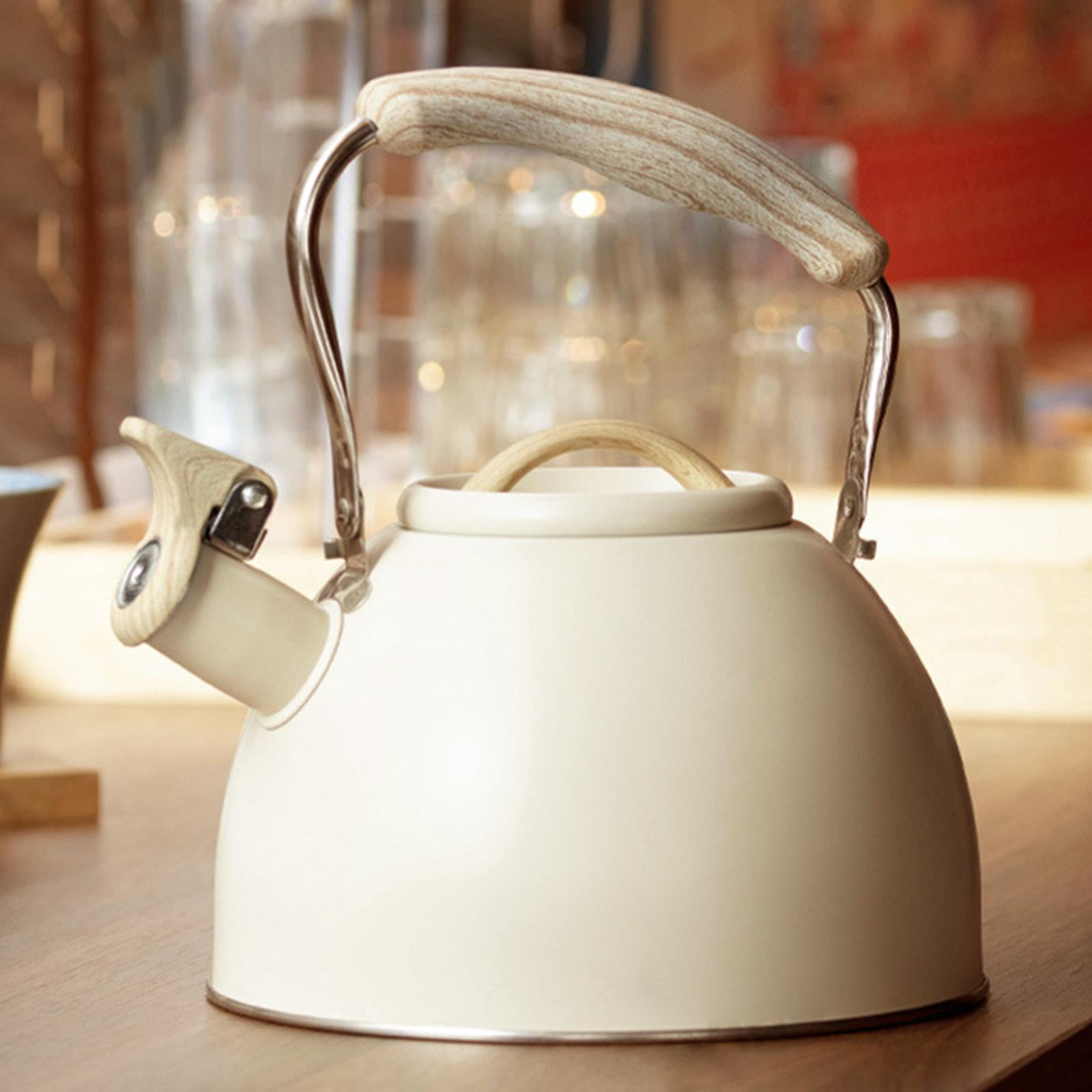 Whistling Kettle Sound Kettle Traveling Teapot Kettle with Wooden Handle  for Boiling Water for Tea , Light Green