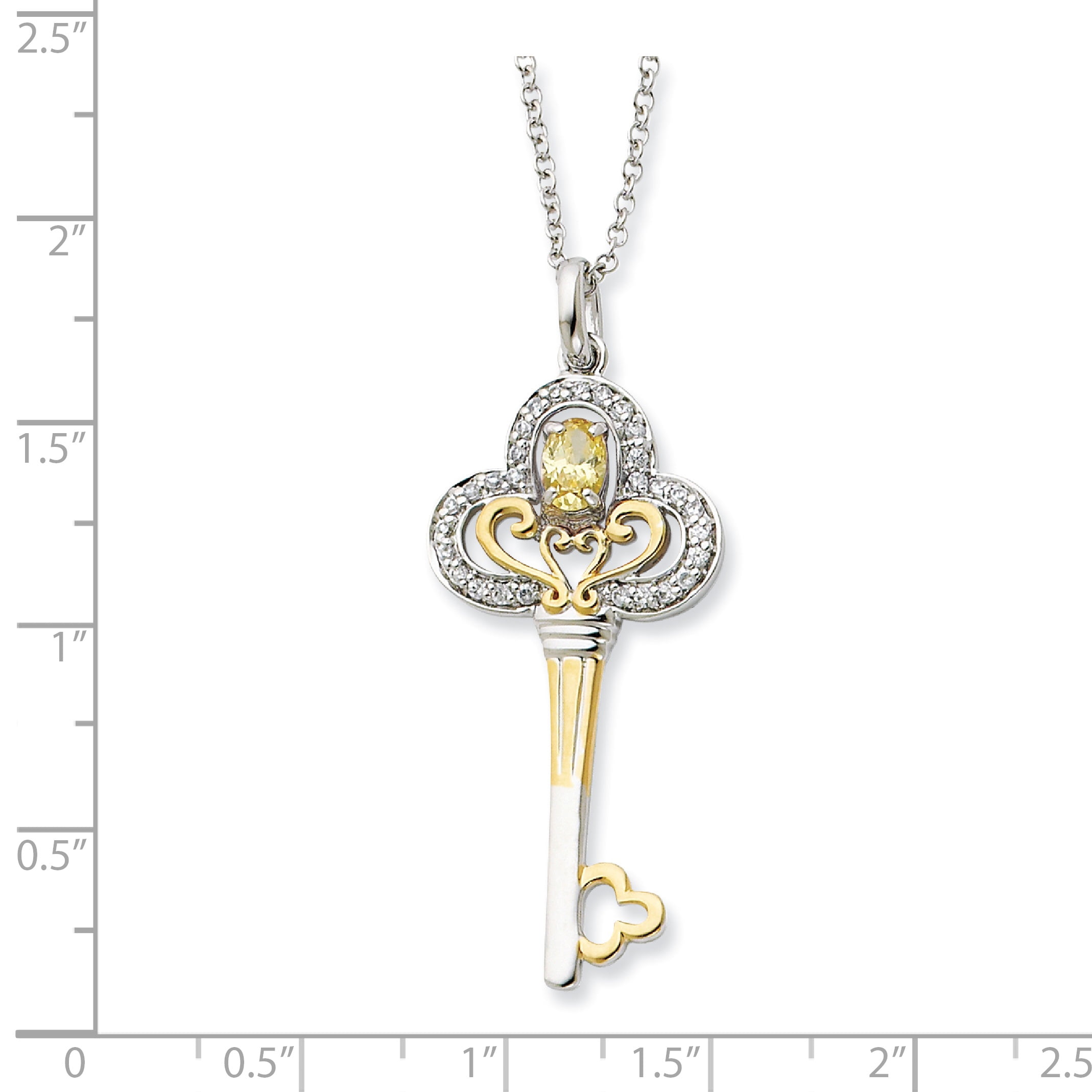 925 Sterling Silver Cubic Zirconia Cz Key Pendant Charm Necklace Fine Jewelry For Women Gifts For Her