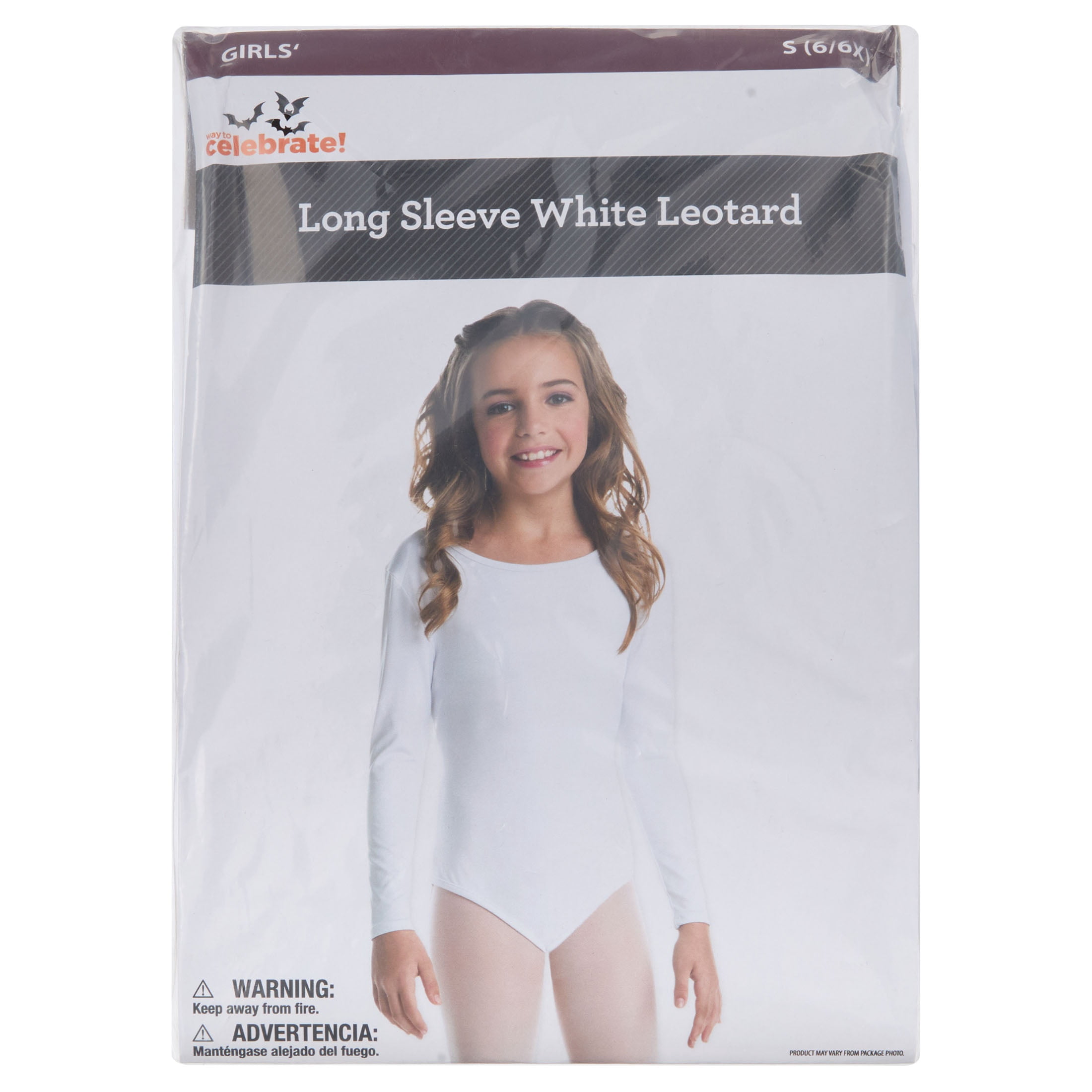Long Sleeve Leotard Costume Accessory for Children, White, S (6/6X), Halloween by Way To Celebrate