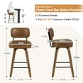 thumbnail image 5 of WOOW DEPOT PU Swivel Counter Height Bar Stools Set of 2, 26" Upholstered Brown Modern Kitchen Barstools w/ Faux Leather Mid-Back & Wood Legs, Mid Century Bar Chair Island Stool, 5 of 11
