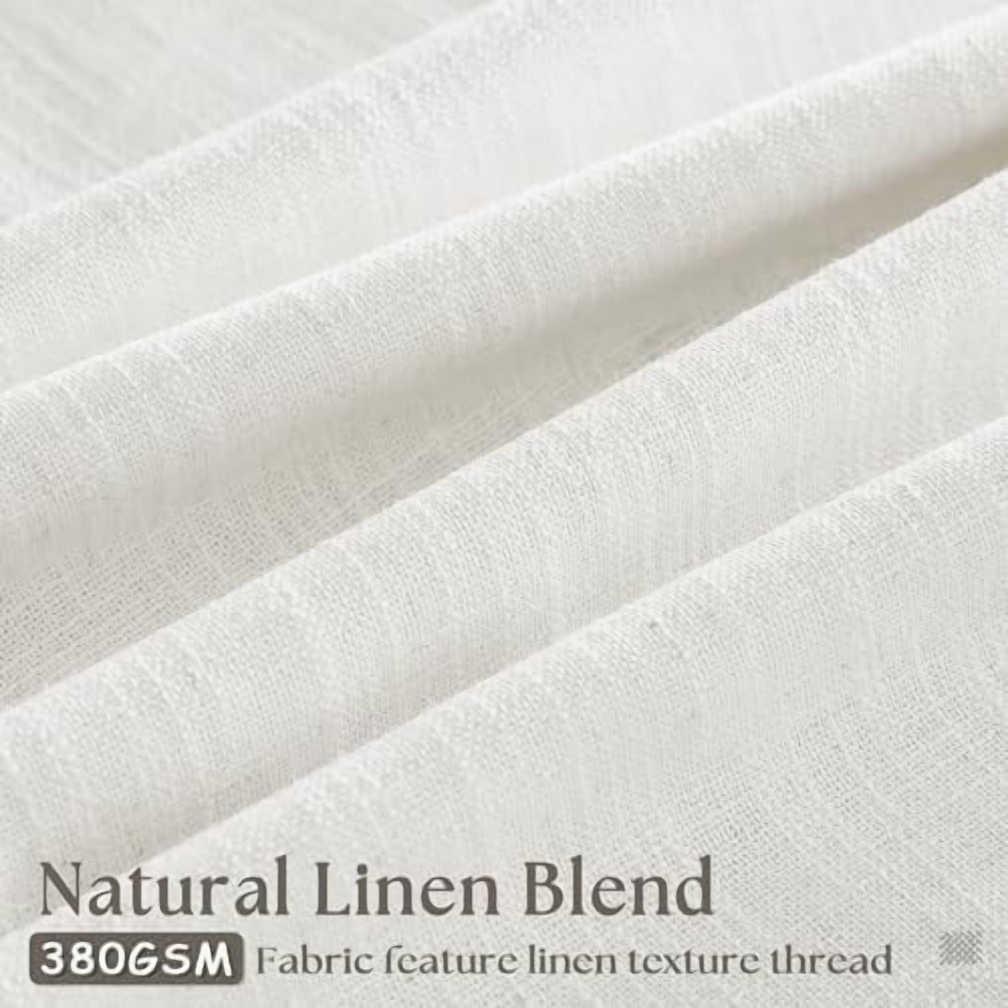 Beige White Pinch Pleated Linen Curtains 1 Panel for Living Room Bedroom Memory Training Shaped Semi Sheer Pleat Drapes with Hooks Rings Light Filtering Window Curtain 60x108