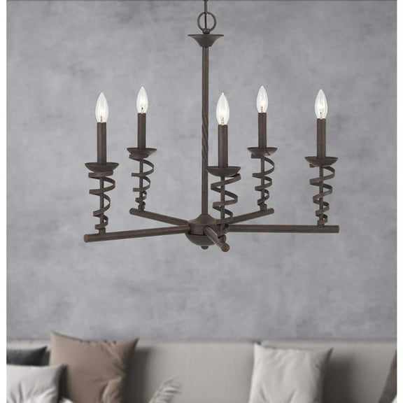 Cal Lighting Forbach 5-Light Metal Chandelier in Textured Black
