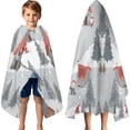 thumbnail image 3 of Gray Christmas Gnome Village Pattern Hooded Bath Towel，60"x35" for Ages 3 To 12 Kids, Quick Dry Lightweight Soft Microfiber Hood Beach Towel Cover Up for Kids, 3 of 7