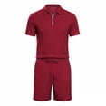 thumbnail image 7 of Xcmzpl Men Sets Outfits 2 Piece Shirts and Shorts Quarter Zip Collared Golf Shirts Summer Beach Track Suits with Pocket, 7 of 7